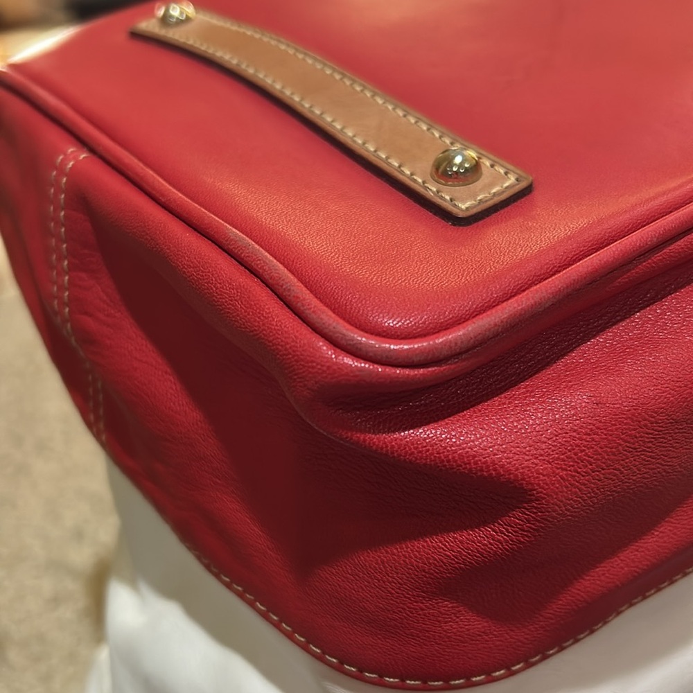 Dooney & Bourke O-ring Red & White Leather Big Shopper Tote - Picture 8 of 16